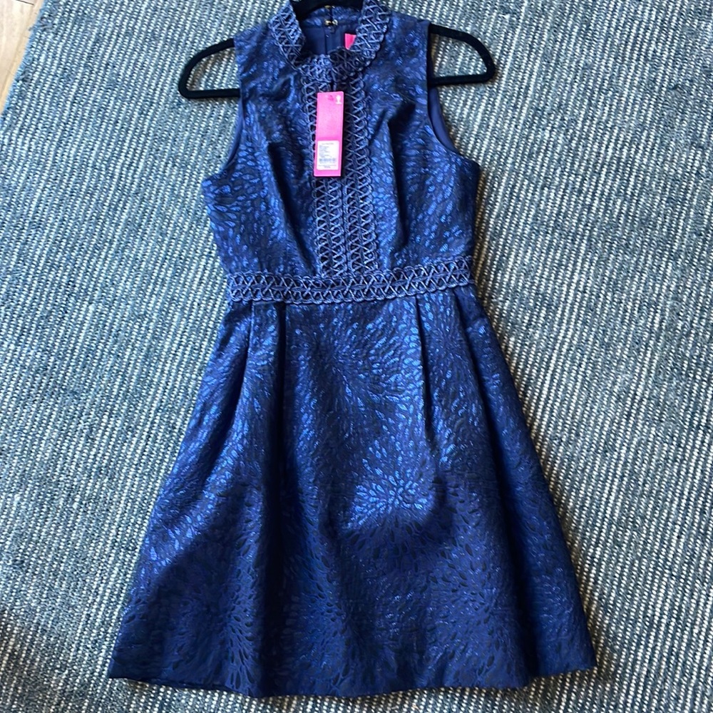 Lilly Pulitzer Franci Navy Shimmer Lagoon Jacquard NWT size 2